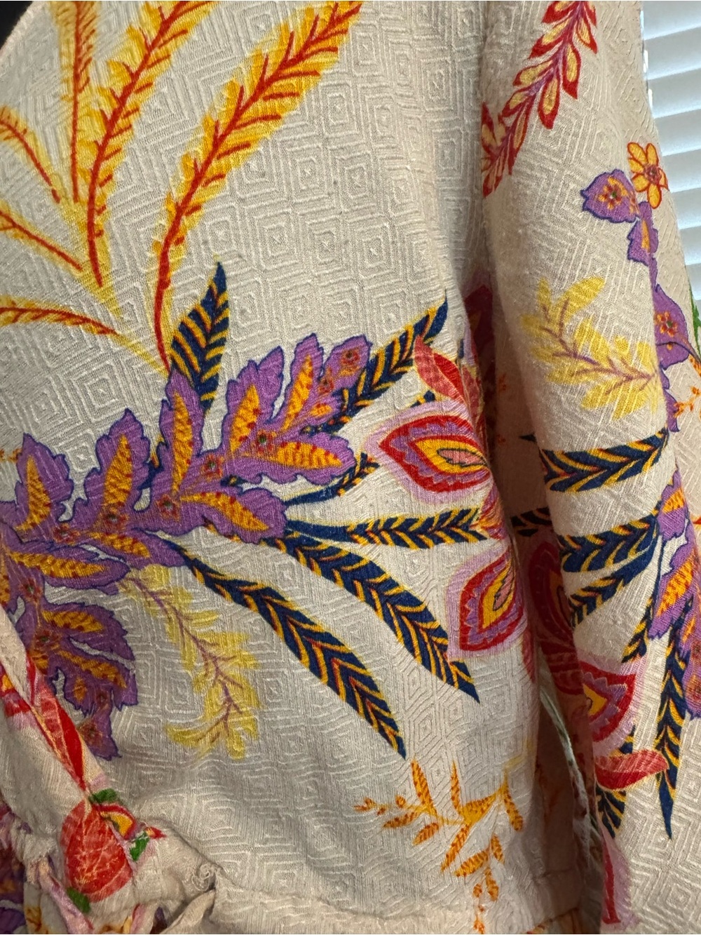 blue island Cream Floral Tie-Waist Swim Coverup - Picture 8 of 12